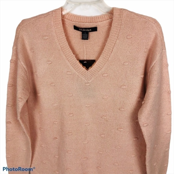BY DESIGN Women’s Pullover Sweater Size Small V-Neck Blush Color Textured - Picture 2 of 10